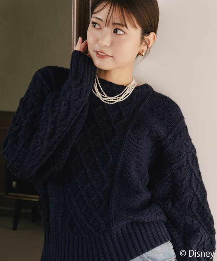 FREAK'S STORE×前田亜美/Disney/Mickey Mouse/米奇 纜織針織衫 套頭衫【限定展開】