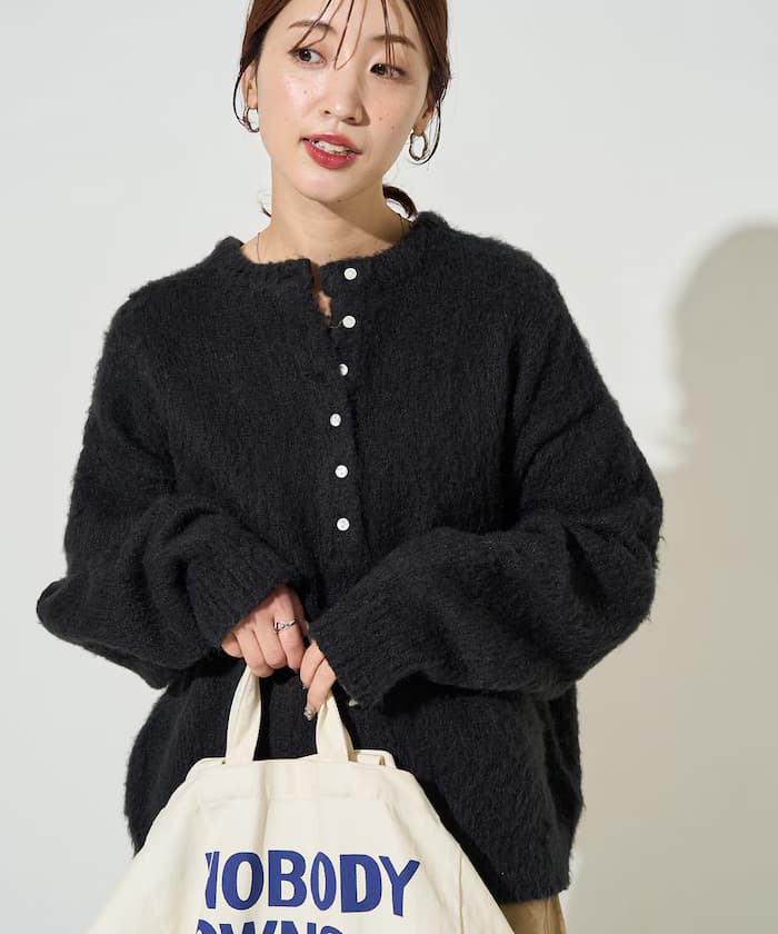 羊毛 タッチ 起毛 ヘンリーネック 針織衫【限定展開】