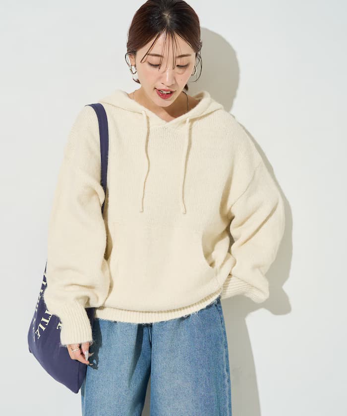 寬鬆針織套頭衫連帽【限定展開】