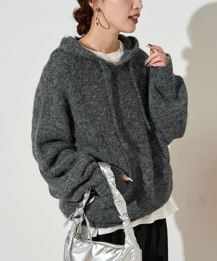 寬鬆針織套頭衫連帽【限定展開】