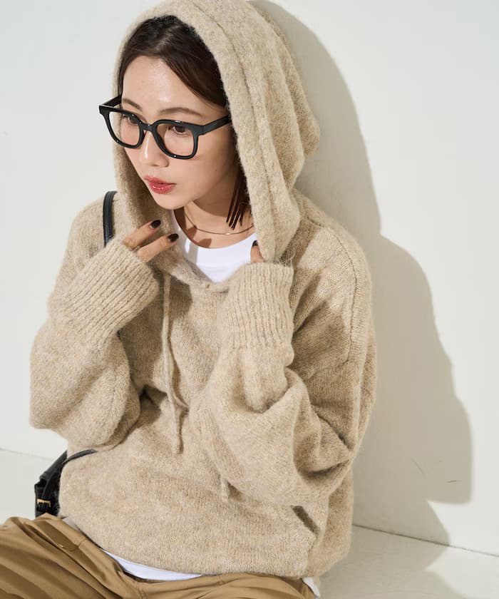 寬鬆針織套頭衫連帽【限定展開】