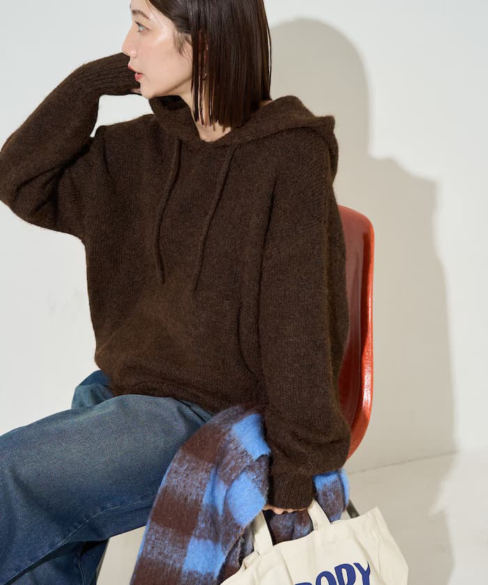 寬鬆針織套頭衫連帽【限定展開】