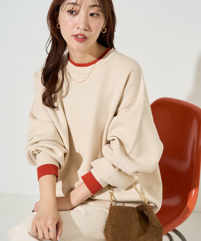 接結配色針織套頭衫【限定展開】