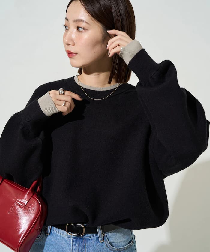 接結配色針織套頭衫【限定展開】