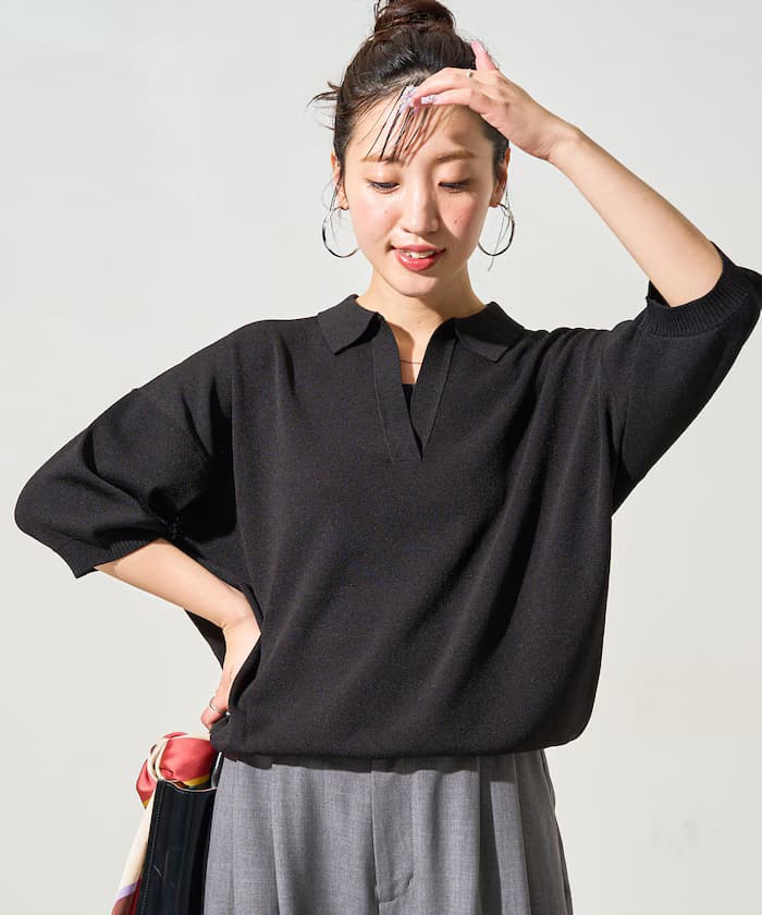 半袖ポロ襟スキッパーサマー針織衫【限定展開】