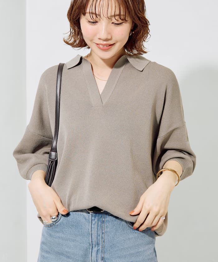半袖ポロ襟スキッパーサマー針織衫【限定展開】