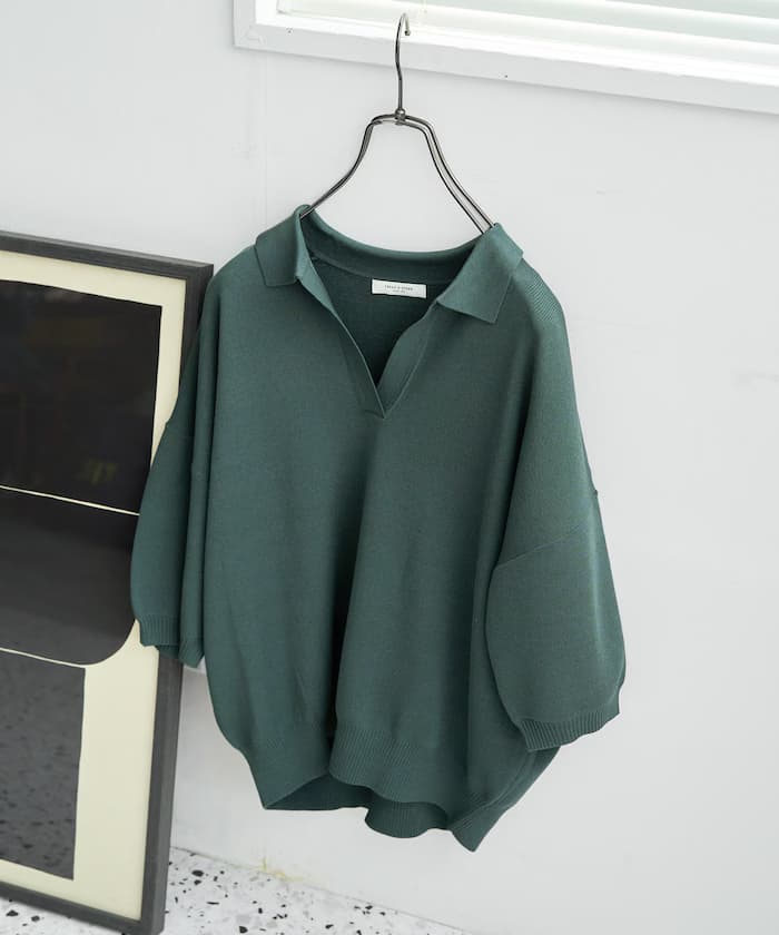 半袖ポロ襟スキッパーサマー針織衫【限定展開】