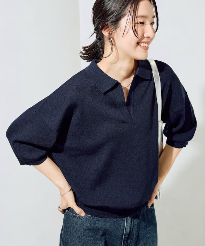 半袖ポロ襟スキッパーサマー針織衫【限定展開】