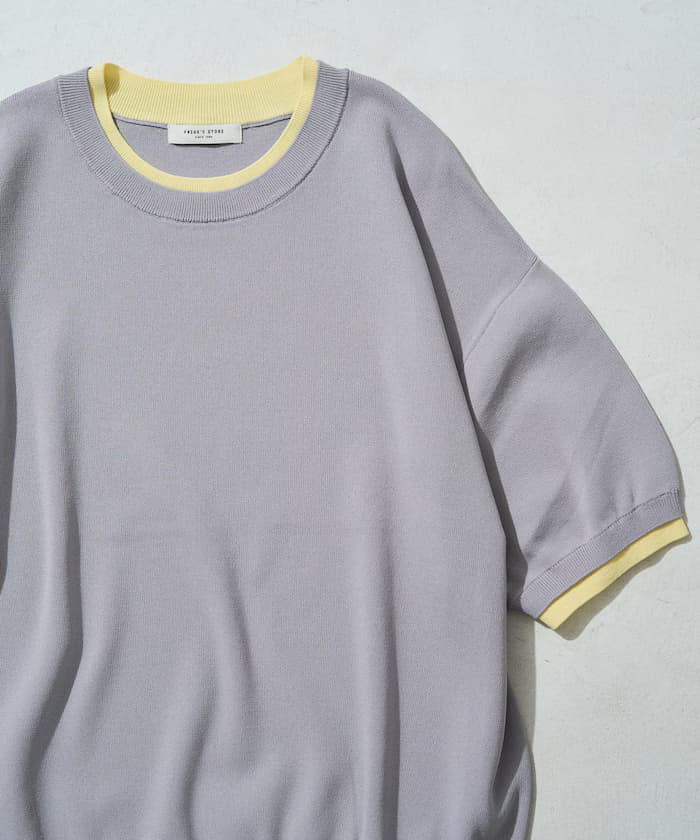 涼感配色分層半袖針織套頭衫【限定展開】