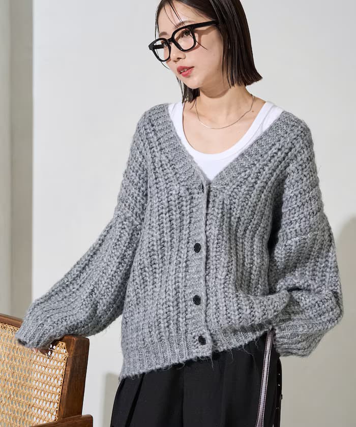 手編風蓬鬆針織開衫【限定展開】