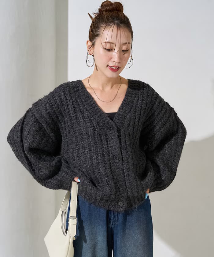 手編風蓬鬆針織開衫【限定展開】