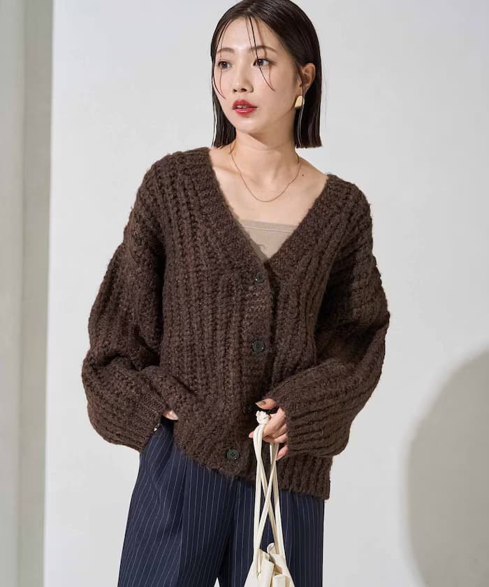 手編風蓬鬆針織開衫【限定展開】
