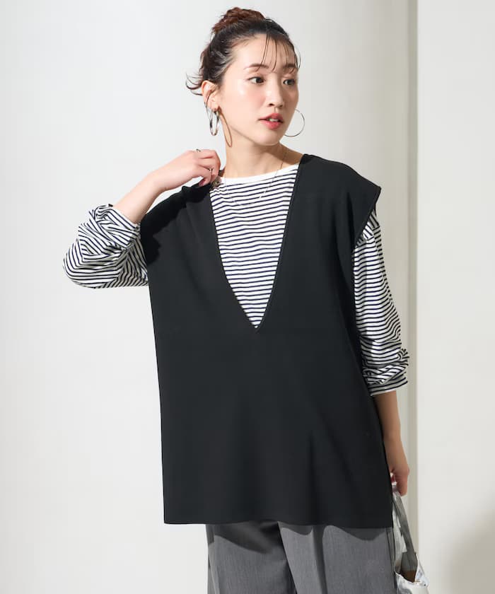 棉質混紡針織背心（套裝對應款）【限定展開】