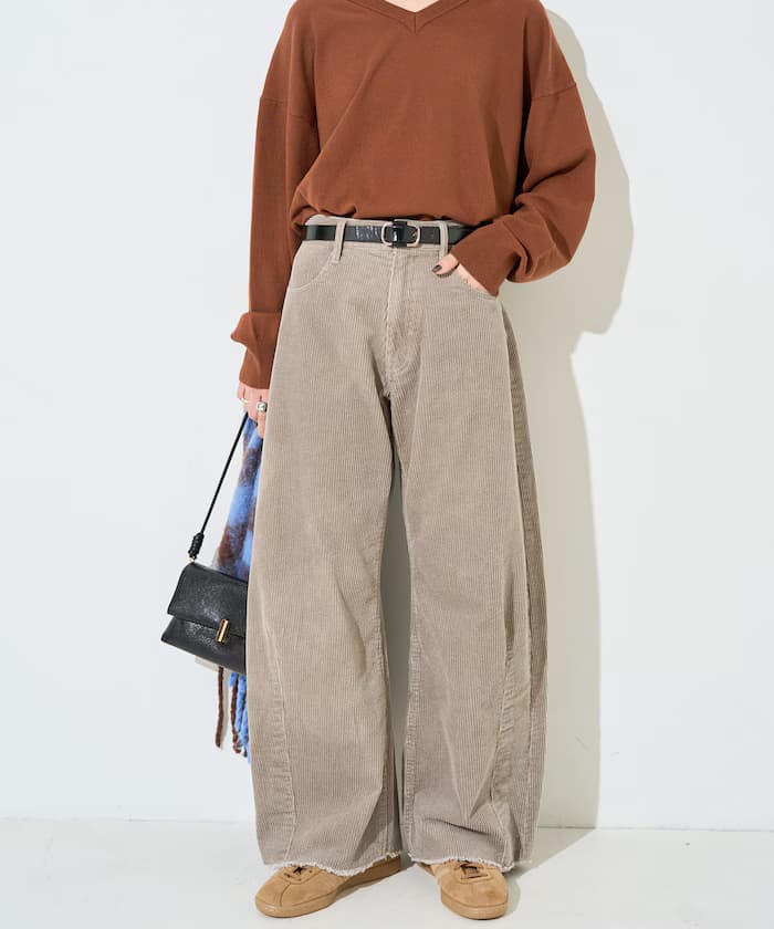 燈芯絨曲線褲子【限定展開】