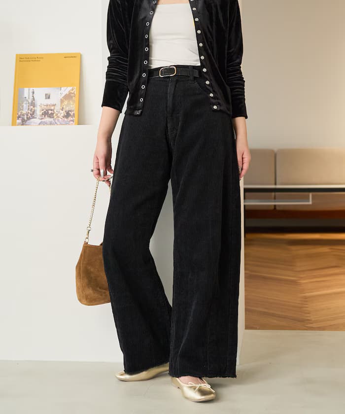 燈芯絨曲線褲子【限定展開】