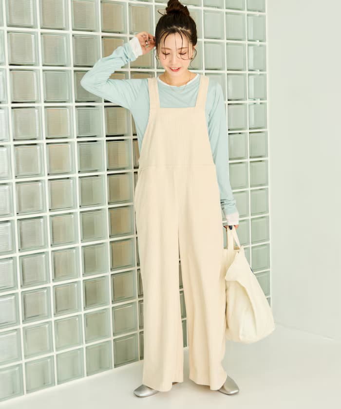 燈芯絨吊帶褲【限定展開】