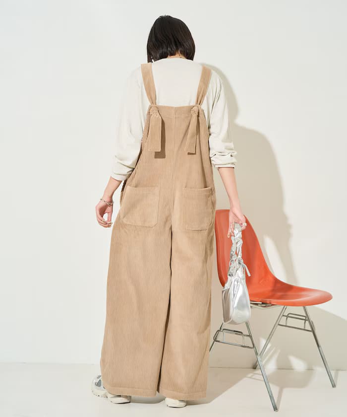 燈芯絨吊帶褲【限定展開】