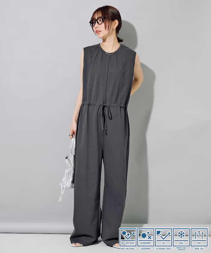 STORATECH 涼感 吸濕排汗 抗UV 抗菌 防臭 腰部綁帶 連身褲【限定款】