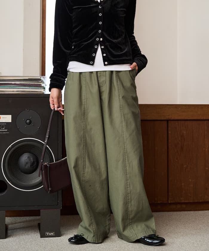 鬆緊 ボリューム バックツイル 褲子【限定展開】