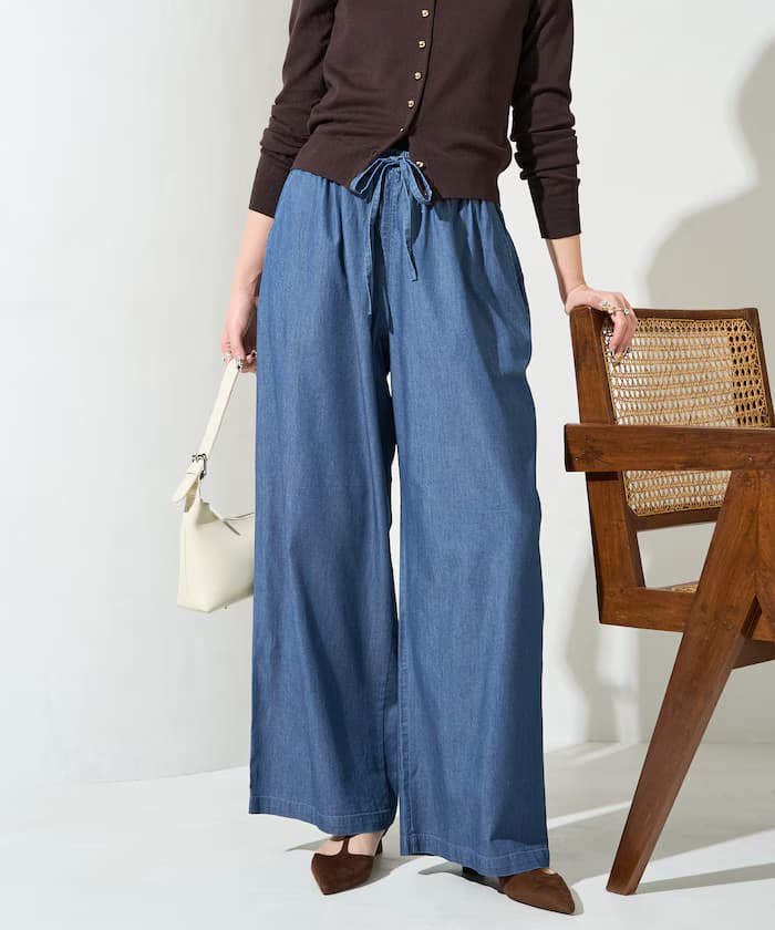 人絲丹寧鬆緩褲子【限定展開】