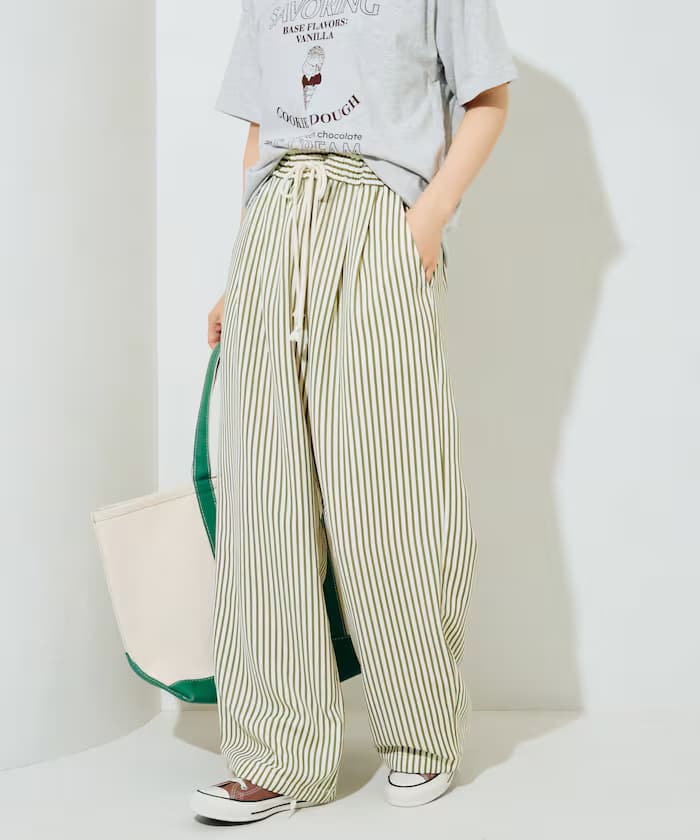 ポコポコ條紋鬆緩褲【限定展開】