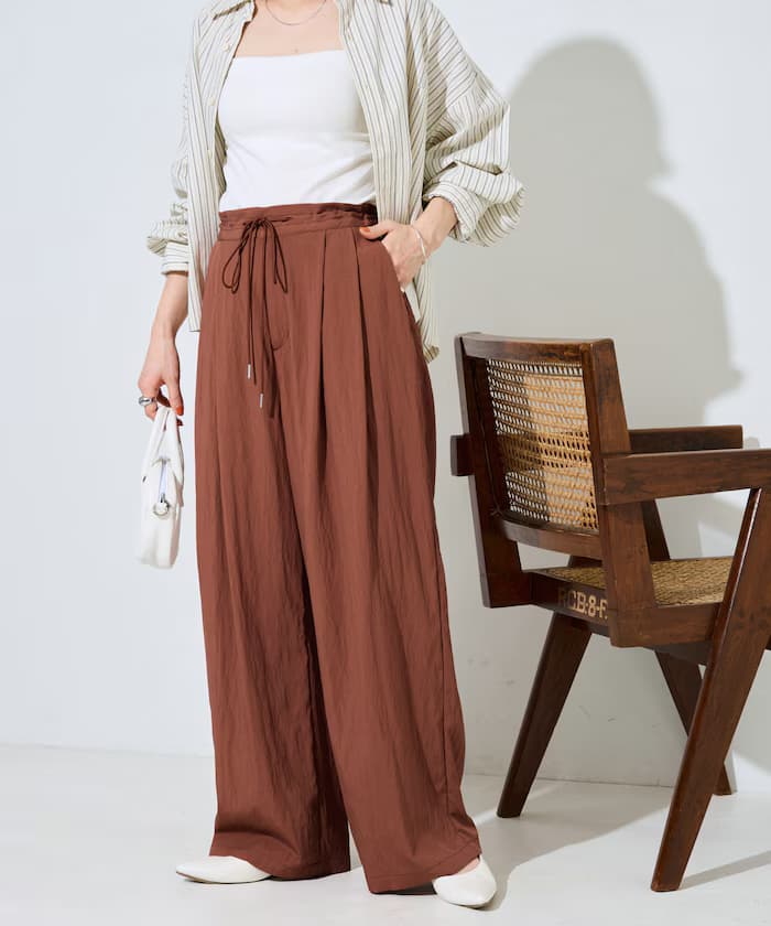 尼龍 ワッシャー 打褶褲子【限定展開】