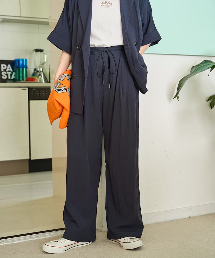 尼龍 ワッシャー 打褶褲子【限定展開】