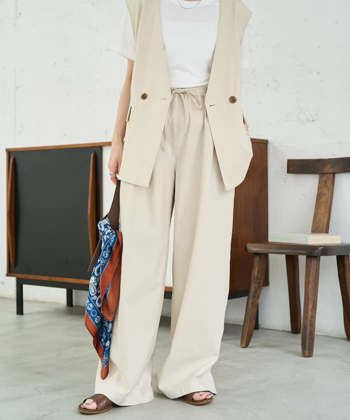 <セットアップ対応>サマー 亞麻 ブレンド 鬆緊 褲子【限定展開】