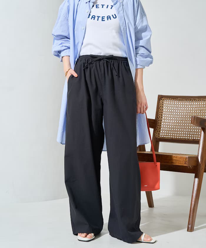 <セットアップ対応>サマー 亞麻 ブレンド 鬆緊 褲子【限定展開】