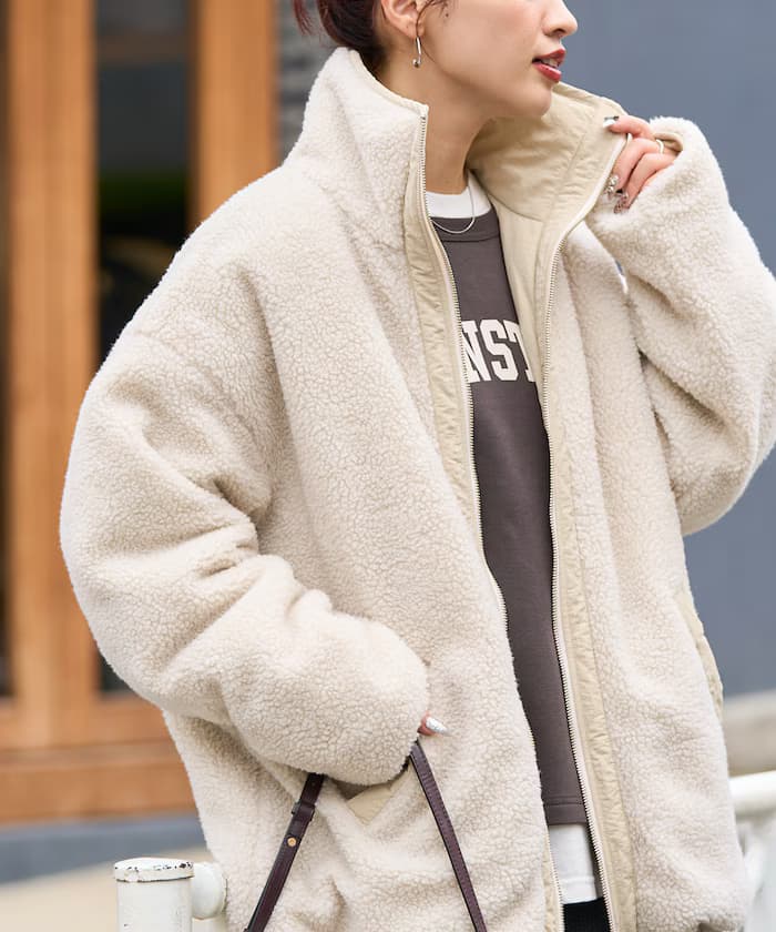 立領可雙面穿羊羔毛夾克【限定展開】