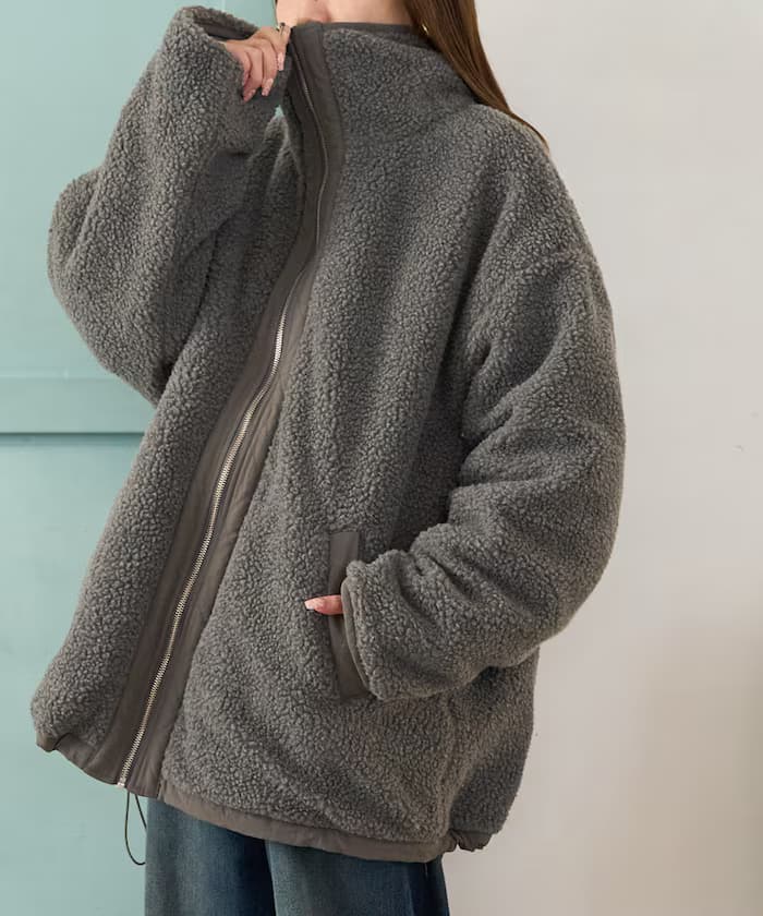 立領可雙面穿羊羔毛夾克【限定展開】