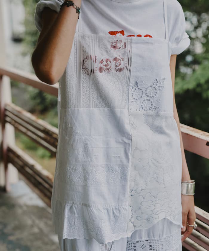 復古蕾絲拼布細肩帶背心