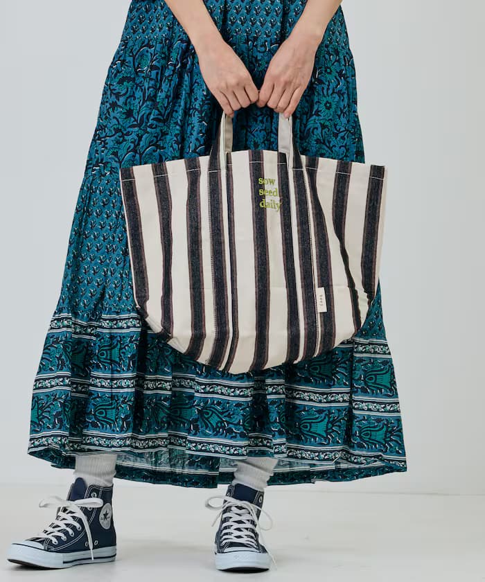 條紋布料 2WAY托特包