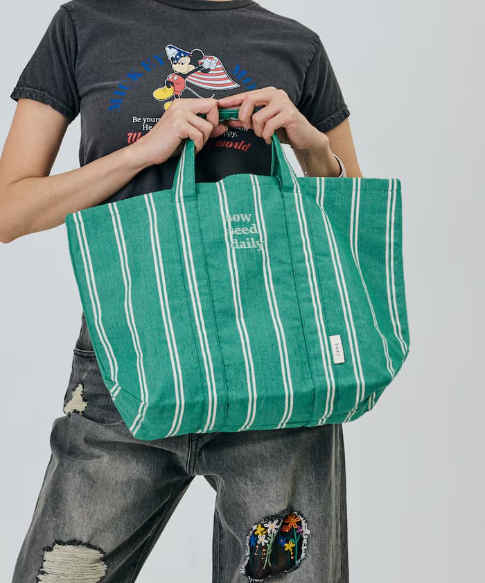 條紋布料 2WAY托特包