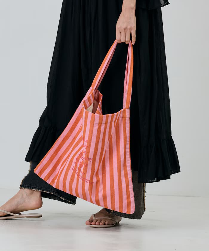 條紋布料單側背包