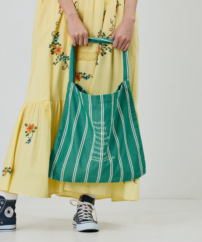 條紋布料單側背包