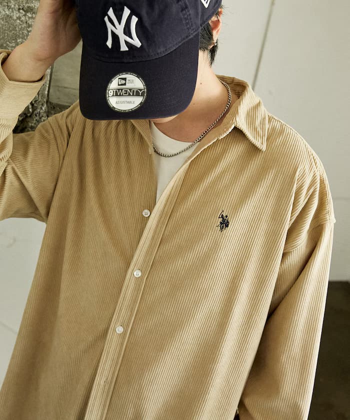 別注單點刺繡燈芯絨襯衫