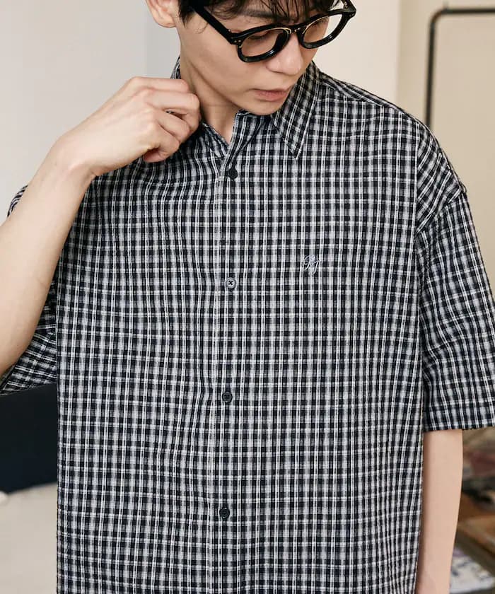 小標誌刺繍 五分袖襯衫【限定款】