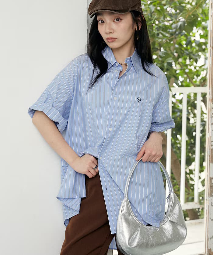 小標誌刺繍 五分袖襯衫【限定款】