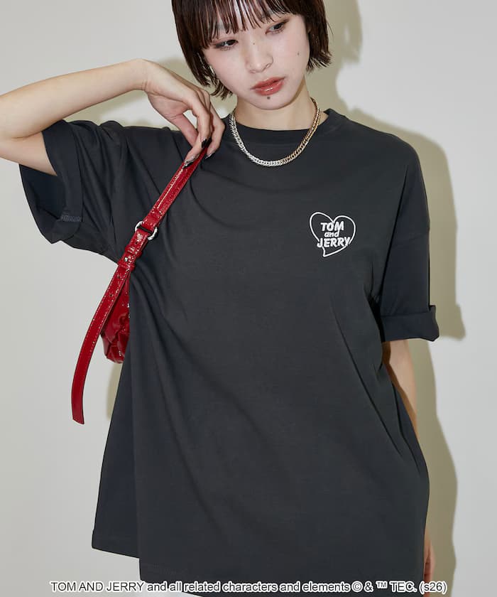 ＜機能性素材＞TOM AND JERRY/湯姆與傑利 愛心圖案T恤 限定展開