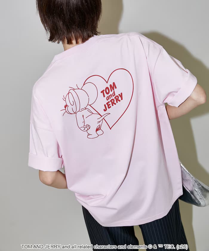 ＜機能性素材＞TOM AND JERRY/湯姆與傑利 愛心圖案T恤 限定展開