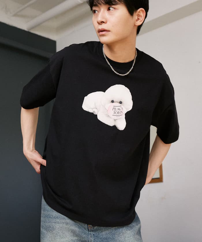 【4月10日10時發售】PEACH JOHN 聯名限定 澎袖 Logo 狗狗 T恤