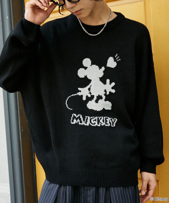 別注 'DISNEY MICKEY MOUSE' SHADOW KNIT