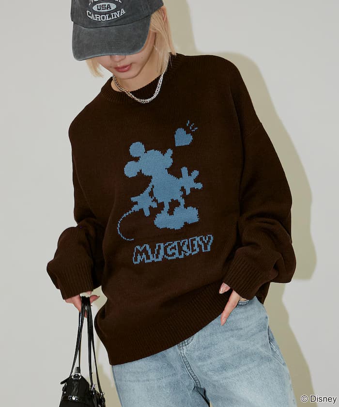 別注 'DISNEY MICKEY MOUSE' SHADOW KNIT