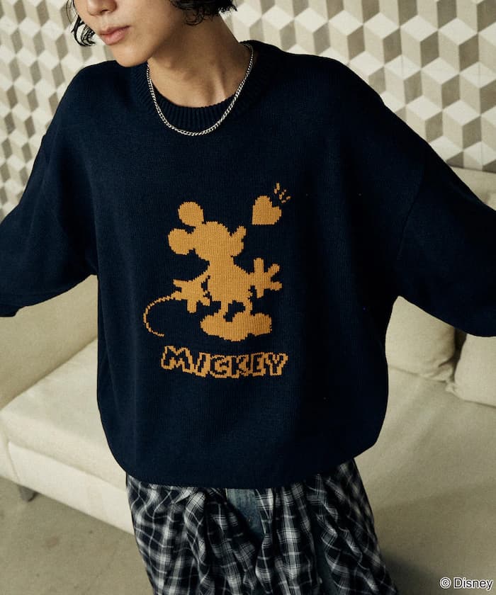 別注 'DISNEY MICKEY MOUSE' SHADOW KNIT