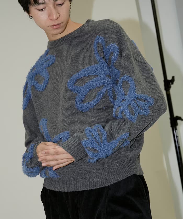 布克雷花卉圖案套頭衫針織衫【限定展開】