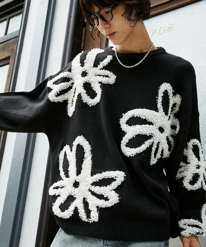 布克雷花卉圖案套頭衫針織衫【限定展開】