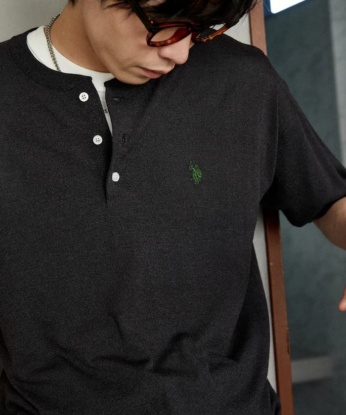 接觸冷感別注 亨利領夏季針織衫 限定展開