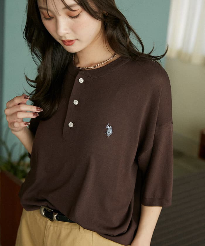 接觸冷感別注 亨利領夏季針織衫 限定展開