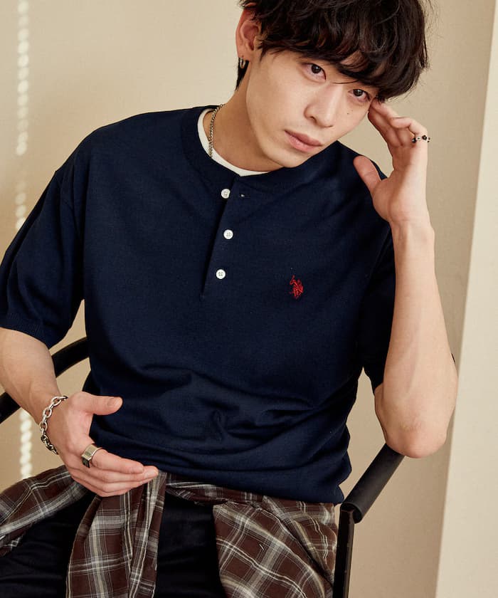 接觸冷感別注 亨利領夏季針織衫 限定展開